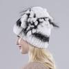 Outdoor Winter Warm Real Fur Beanies Hat Rabbit Fur Cap Knitted Real Rex Rabbit Fur Hats Elastic
