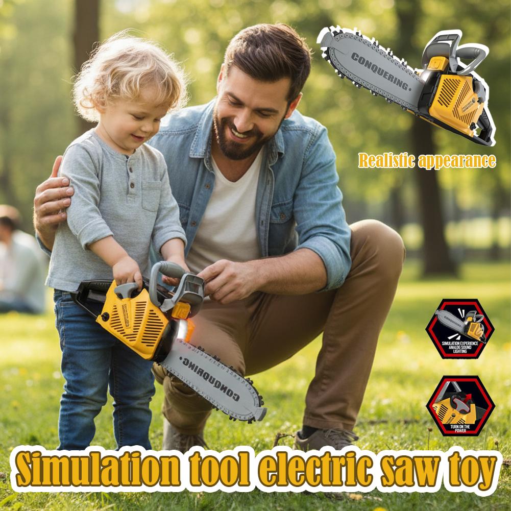 Kids Chainsaw Toy Safe Pretend Play Tool With Realistic Sound Electric Toy Power Saw For Boys Girls Diy Tool Gift