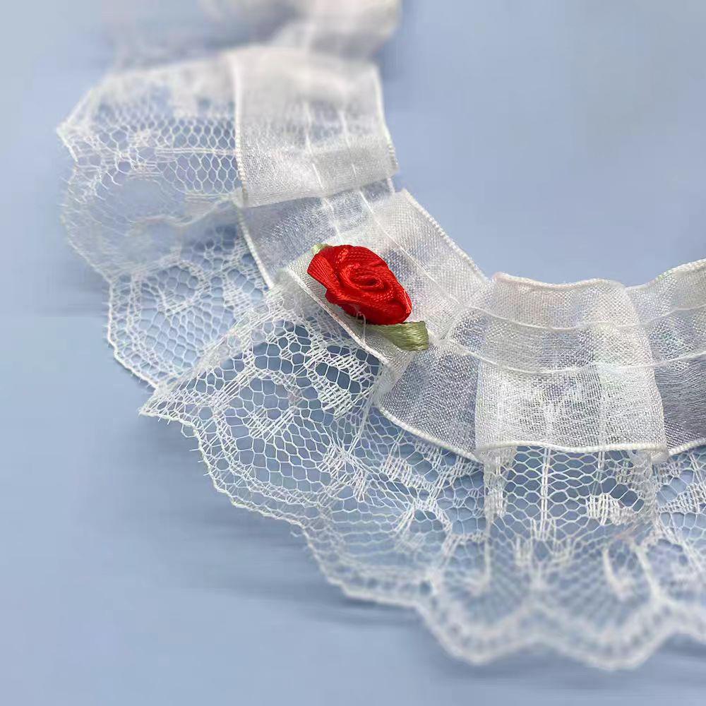1Yard Red Pink Lace Flower Embellishment DlY HandmadeMaterial Cute Sweet Lace Ribbon