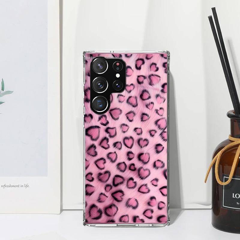 Pink Leopard Print Phone Case For Samsung Galaxy S26 S25 Edge S24 FE S23 S22 Ultra S21 Plus S20 + Art Fundas Back Cover Galaxy S