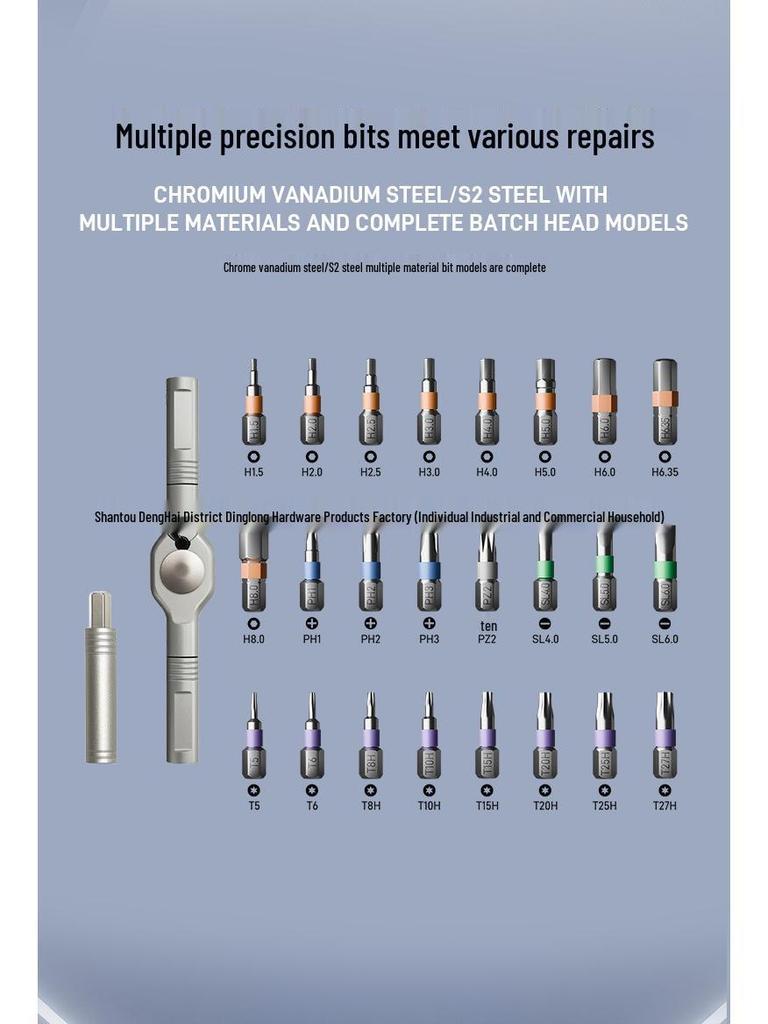24-in-1 Multifunctional Ratchet Screwdriver Set - S2 Steel, High Hardness Household Wrench Tools.