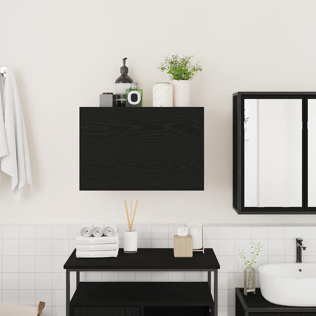 Bathroom Wall Cabinet Black 60 X 25 X 40 Cm Particleboard
