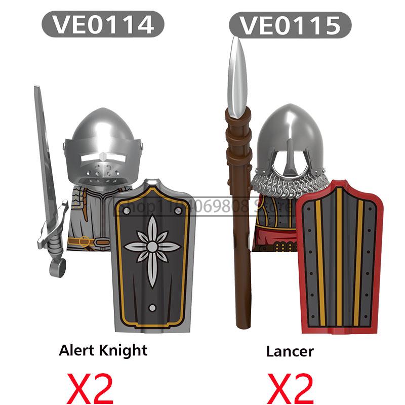 MOC Medieval Military Figures Building Blocks Castle Militia Soldier Dragon Gothic Knight Helmets Swords Shield Bricks Toys N06