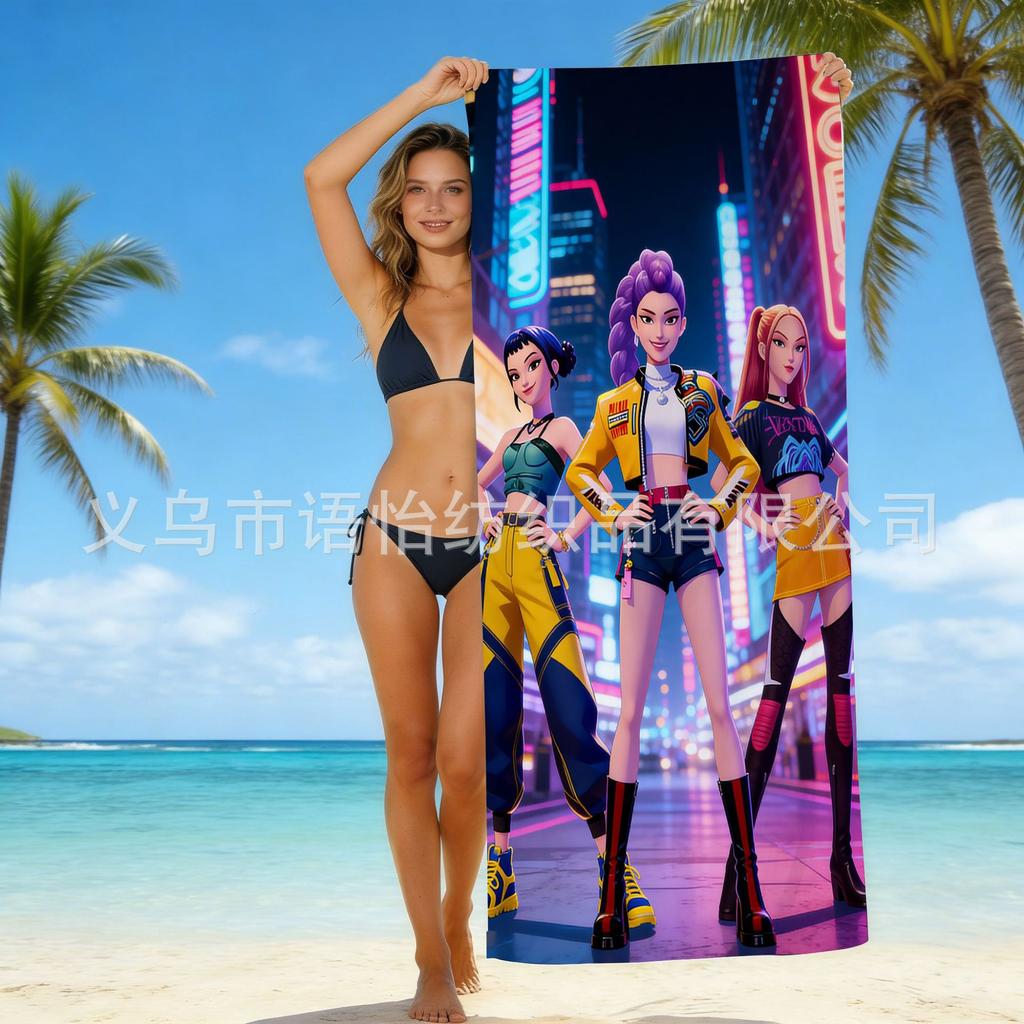 Europe And The United States Popular Witch Hunter Group Beach Towel Internet Celebrity Kpop Microfiber Beach Towel Floor Towel Bath Towel