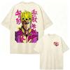 47. Washed Tee Japan Anime JoJo Bizarre Adventure Giorno Giovanna Vintage Washed T Shirt Men's Clothing Fashion Casual Short Sleeves T-shirt Oversize