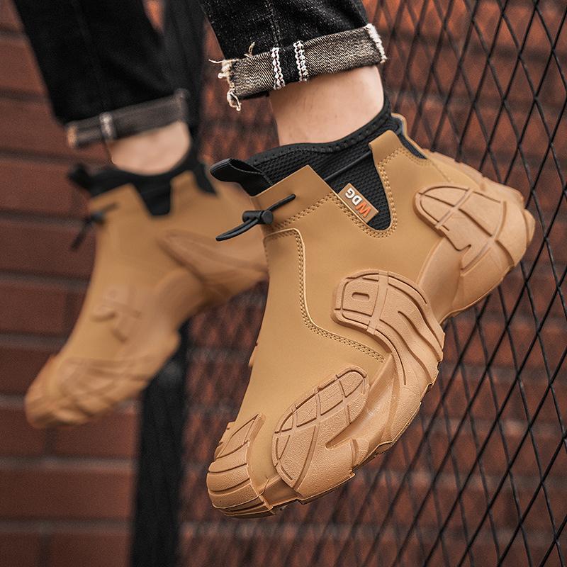 Autumn New Men's Shoes Outdoor Casual Shoes Men's Men's Mid-top Sleeve Shoes Men's Fashion Korean Version Trendy Shoes Non-slip