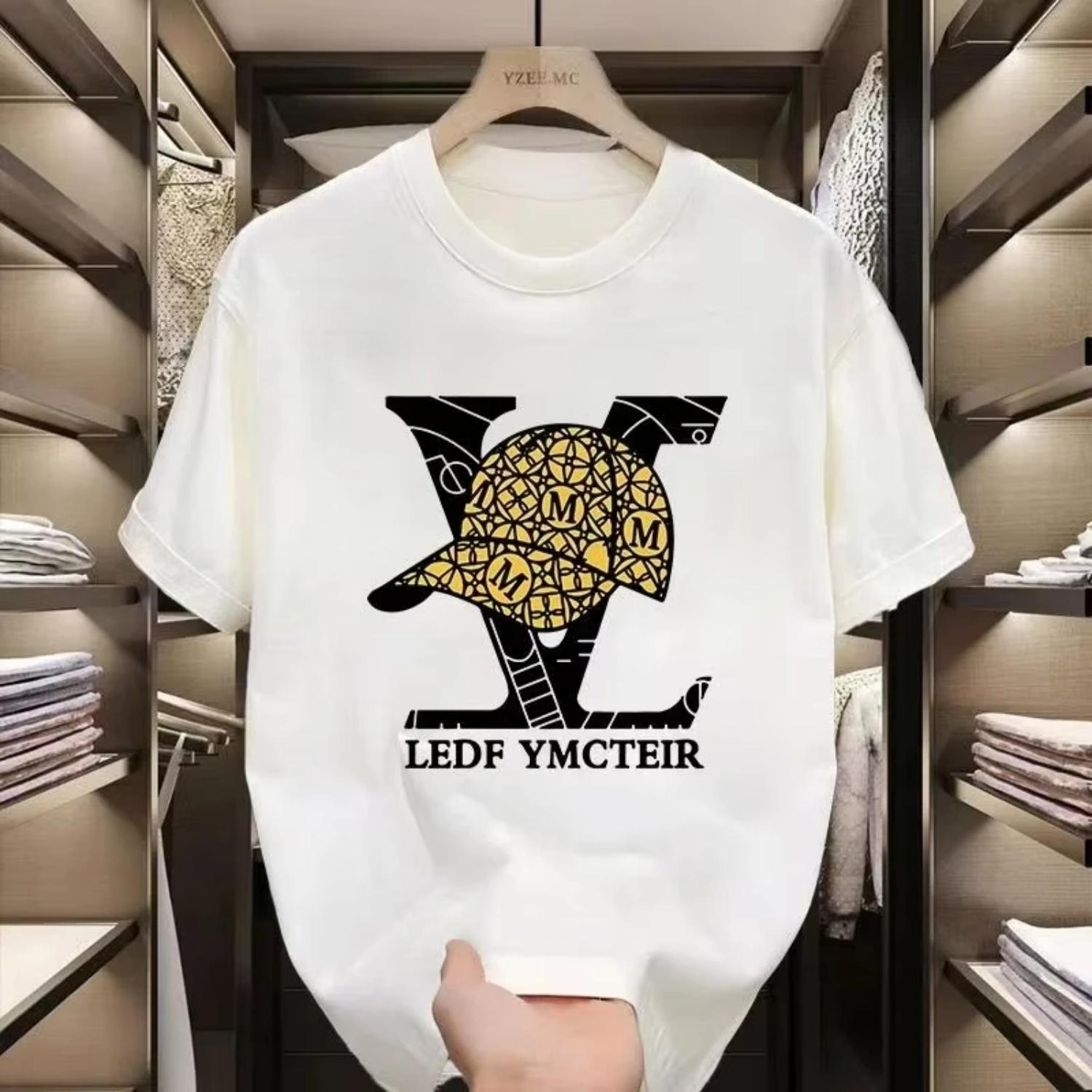 2026 new high-quality classic printed pure cotton T-shirts for men and women casual round-neck shirts S чёрный