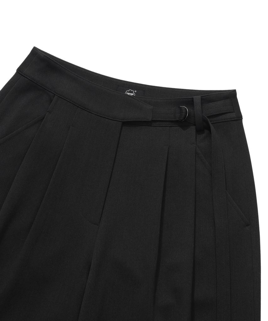 COVERNAT WOMAN Double-Pleated Belted Wide Pants Charcoal
