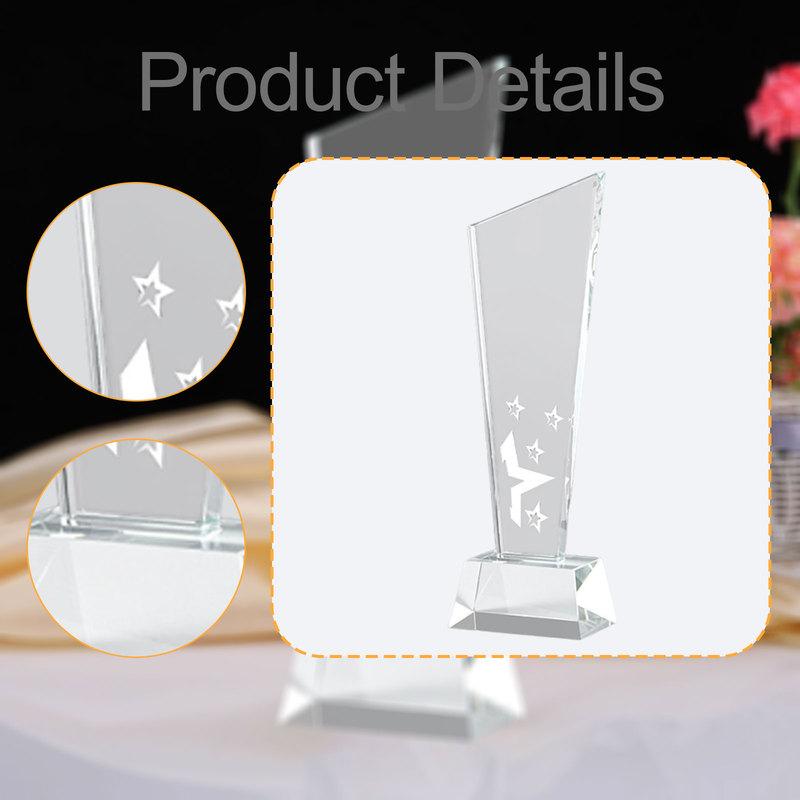 Customized Glass Award Trophy Commemorative Honor Sandblasting Carving for Office Home Decor Annual Ceremony Corporate Events