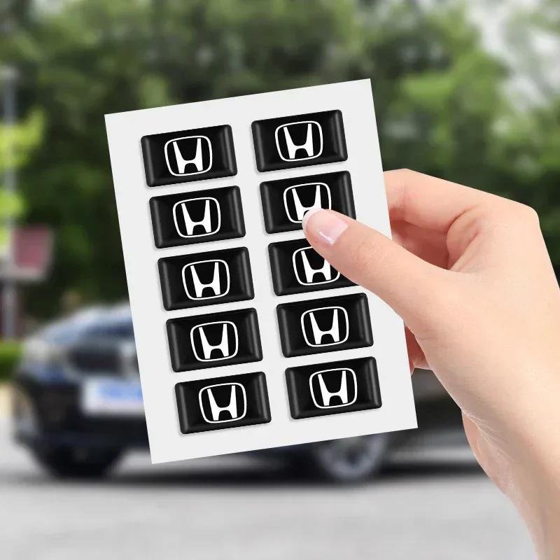 10PC 3D Epoxy Car Exterior/Interior Decor Small Stickers Decal for Honda Civic 10th 11th Gen Hrv Jazz City Fit Accord Crv