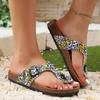 European and American New Chain Summer Beach Camouflage Leopard Print Foot Decoration Women's Sandals Rhinestones