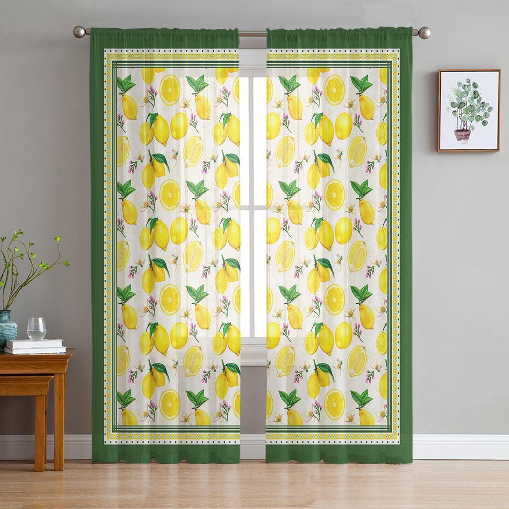 Plant Green Vine Fruit Sheer Curtains for Living Room Decoration Window Curtains for Kitchen Tulle Voile Organza Curtains