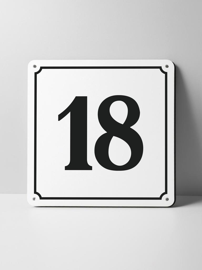 Metal Sign Black House Number On White Background Outdoor Wall Art Decor