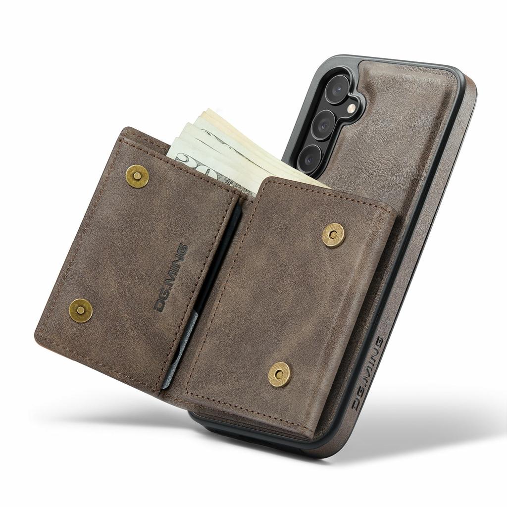 DG.MING M6 Series For Samsung Galaxy S25 FE Case Magnetic Wallet PU + PC + TPU Phone Cover