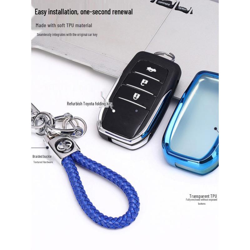 Compatible Folding Key Case for Toyota Vios, Yaris, Camry, and Corolla with Aftermarket Key Bag Buckle.