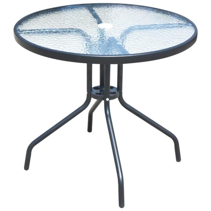 Garden Furniture - vidaXL - 5 Pcs Set - Black Steel - Stackable Chairs - Weather Resistant
