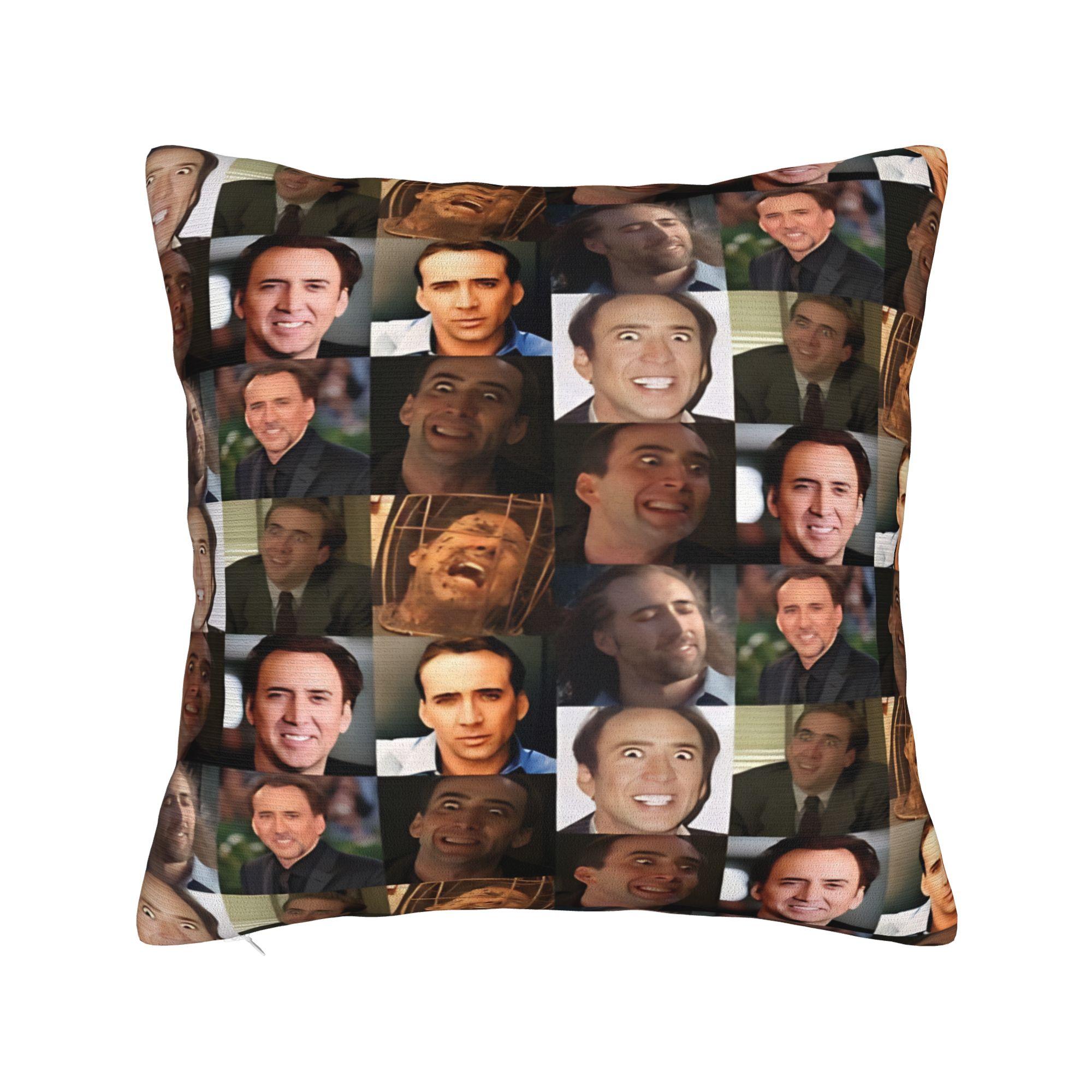

Nicholas Cage Faces Pattern Pillowcases Merch Soft Cushion Cover Throw Pillow Cover Home Decoration Square Multi Size 12x12in 30X30cm