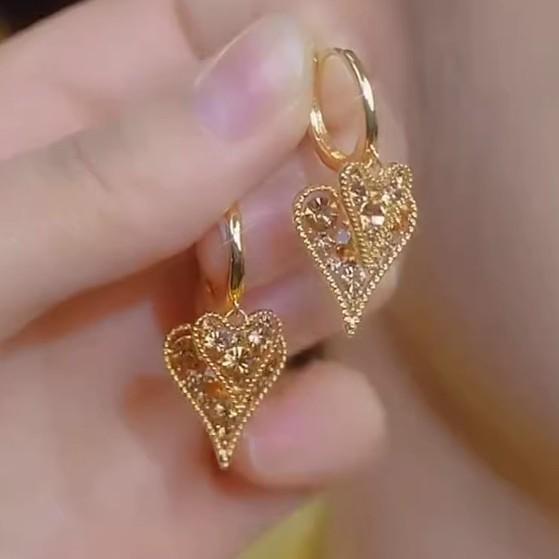 

New Mirad Double Layered Love Earrings, Light Luxury, Fashionable, High End, Versatile, Elegant, Peach Heart Earrings