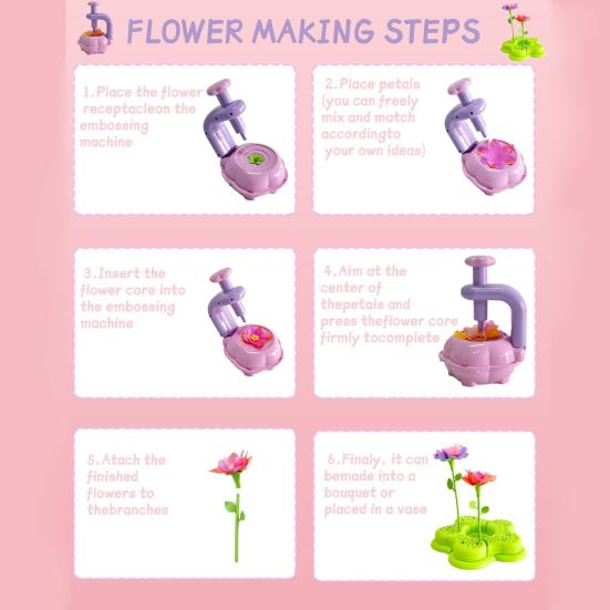 1 Set DIY Fabric Flower Bouquet Kit Kids Handmade Colorful Flower Making Toy Toddlers Girls Educational Floral Bouquet Arts Crafts Activities Toy