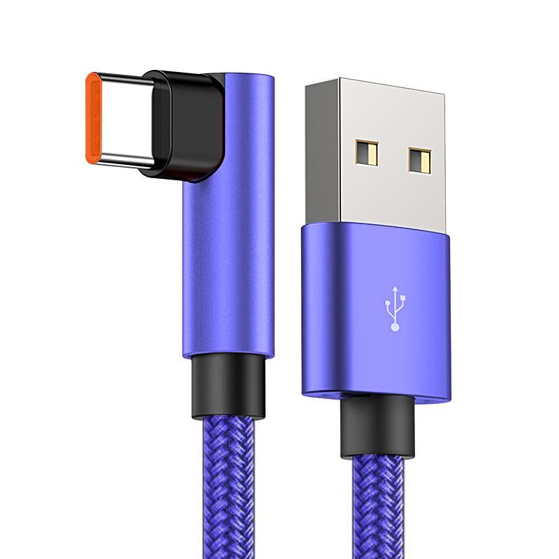 120W Type-C Elbow Data Cable for Huawei Honor 6A - Super Fast Charging & Flash Charging Compatible.