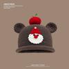 Cute Bear Apple Knitted Hat for Women New Autumn and Winter Warm and Versatile Pullover Hat Showing Face Small Woolen Hat