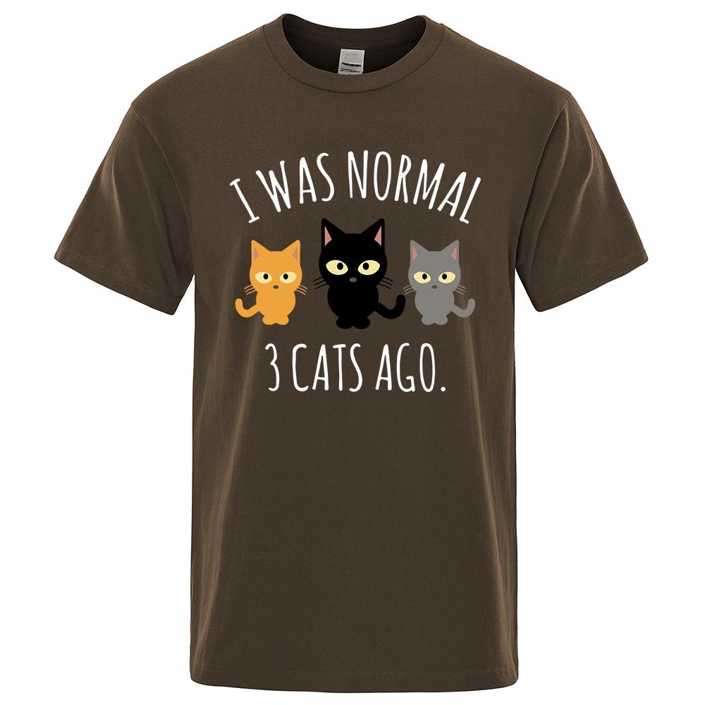 Ich war normal vor 3 Katzen Bedruckte Herren T-Shirts Normale Ärmel Kleidung Mode Atmungsaktive T-Shirts Herren Lässig Sommer T-Shirts