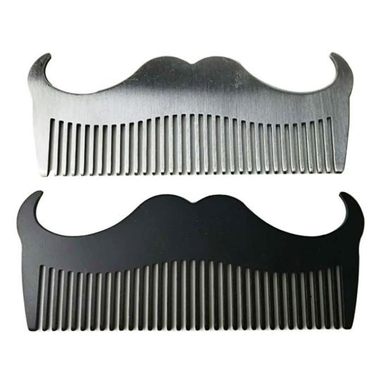 Goat Mustache Shape Stainless Steel Beard Comb Men Grooming Shaping Styling Tool