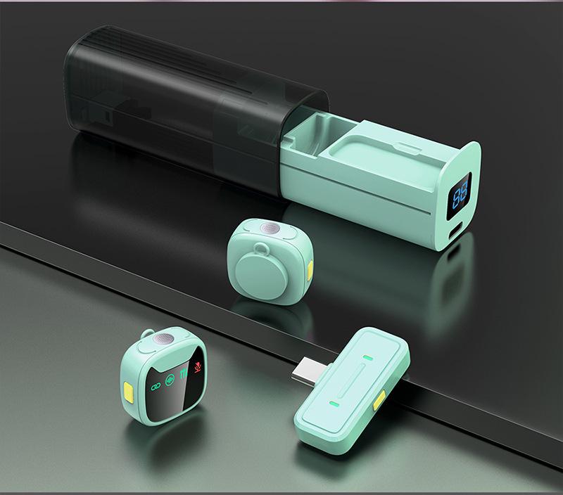 Magnetic Wireless Lapel Mic with Pull-out Charging Case, Noise Reduction, Bluetooth Connectivity for Live Streaming & Recording.