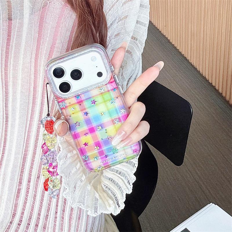Star Plaid Semi-Transparent Case for iPhone 17, 16 Pro Max/15/14 - High-End Feel