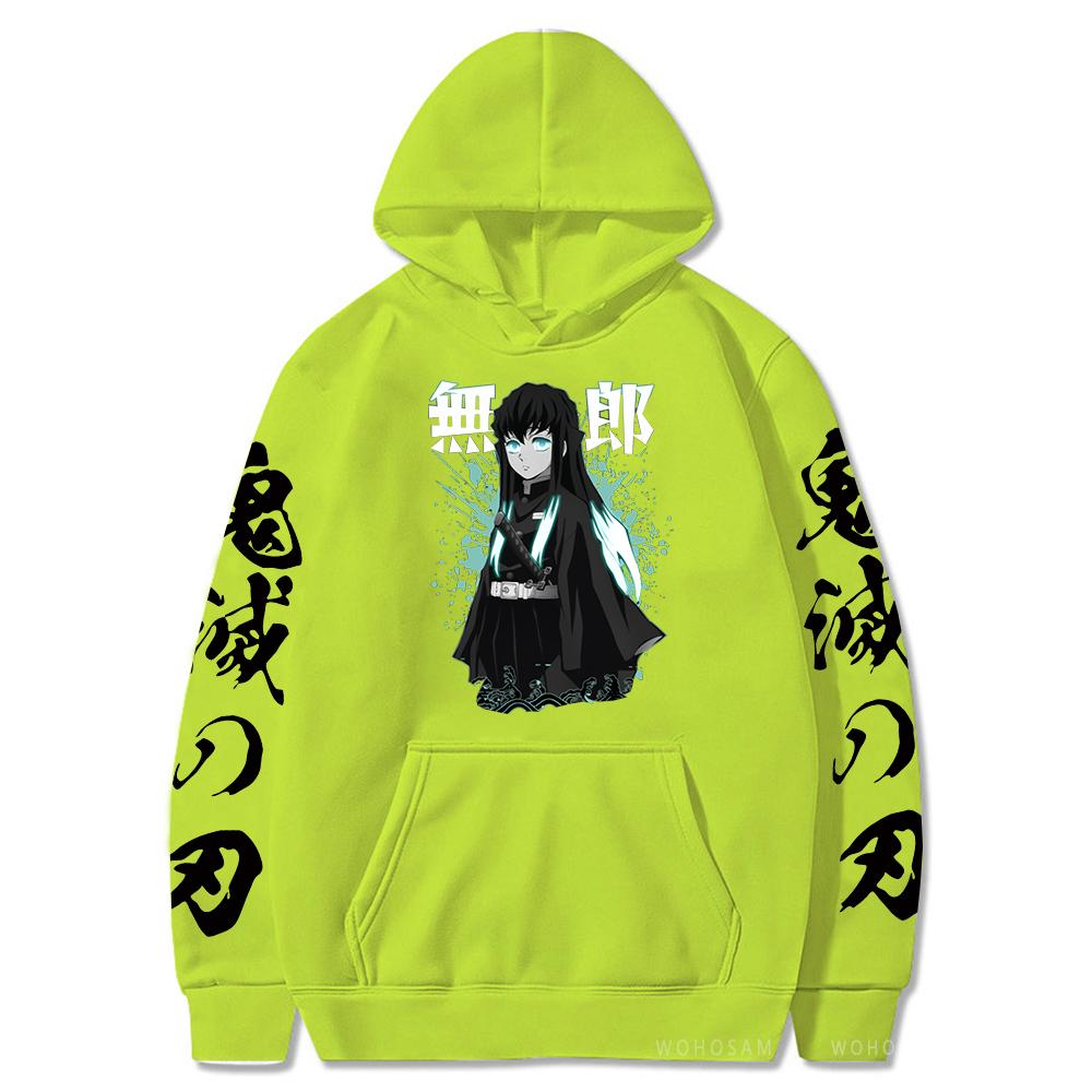 Japan Anime Demon Slayer Tokitou Muichirou Printed Hooded Men Women Oversized Hoodies Harajuku Male Kimetsu No Yaiba Sweatshirt