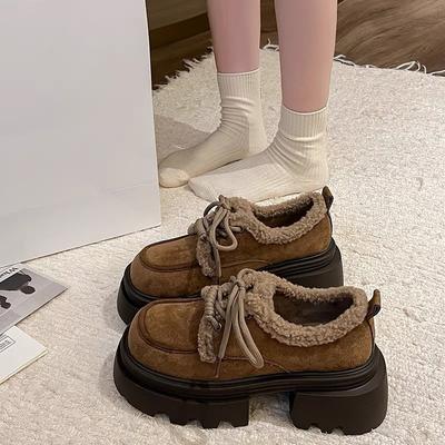 Good-looking Shoes, Autumn and Winter Velvet Shoes, Winter Mary Jane Women's Shoes, Comfortable Muffin Soles Increase In Height and Versatility