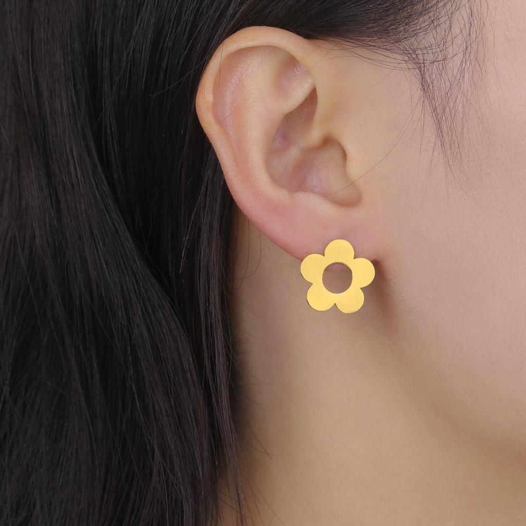 Cazador Kpop Flower Women's Earrings Gold Color Stainless Steel Jewelry' Drop Earrings Trend 2026 Birthday Gift Wholesale