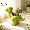 Stabiler Keramik-Sukkulenten-Übertopf Dinosaurier-Topf, Cartoon-Blumentopf mit Drainageloch, Niedlich Klein für Fensterbank Dino-Pflanze Sukkulenten,