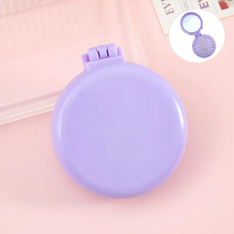 Portable Folding Air Cushion Comb and Mirror - Stylish Student Massage Brush for Girls