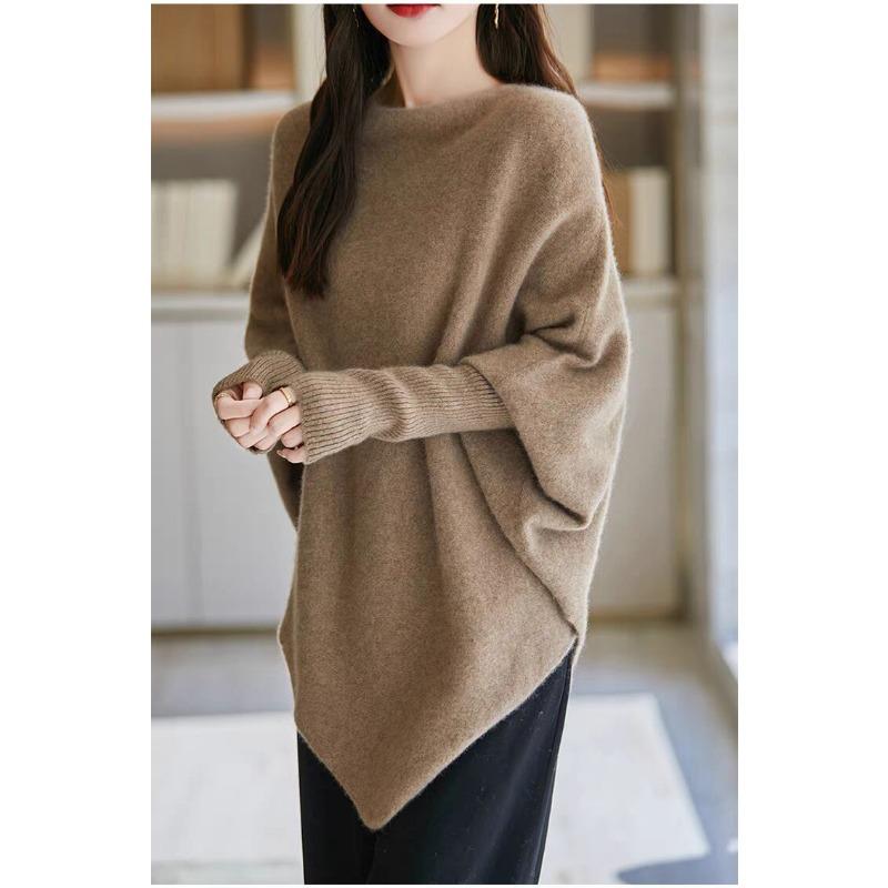 DIMANAF 2025 Autumn Winter Women Sweaters Pullover Tops Knitted Basic Tees Sweater Bat Sleeve Loose