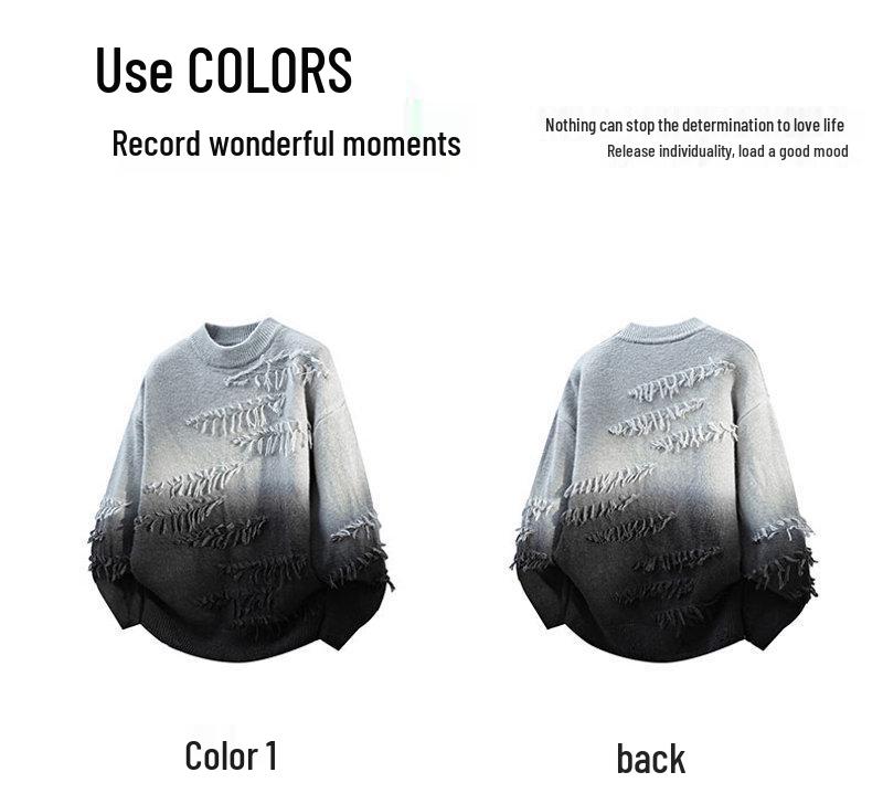 Farbverlauf Strickpullover: Trendiger lässiger Pullover mit Rundhalsausschnitt für Jugendliche