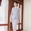 Teluoman Women's Chic Professional Round Neck Suit Skirt Set