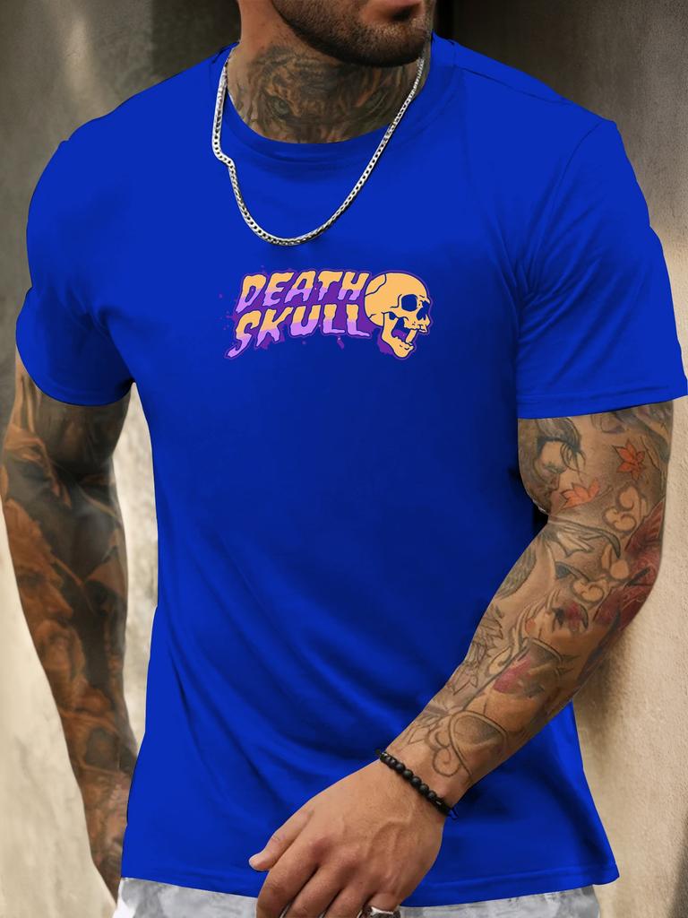Short Sleeve TShirt Skull Mens 100 Cotton Pattern Printed Shirt Summer Round Neck Breathable Casual Fashion Cool Tee