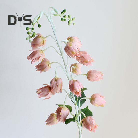 Flower 1 Branch Faux Silk Realistic Fresh Keeping Weather Resistant Flower Arrangement Fake Campanula Flower