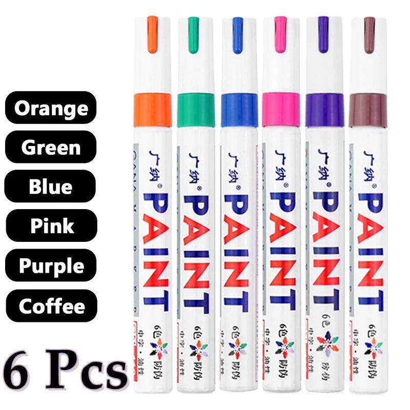 6/12 Pcs Paint Pen Metal Paint Pen Waterproof Colorful Oil-based Markers Industrial Marking Painting Graffiti Paint Oil Pen