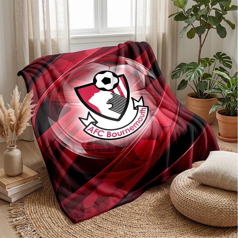 Bournemouth Football Print Flannel Blanket, Soft Warm Lightweight Throw Blanket for Sofa Bed Camping
