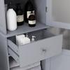 Mobiletto da Bagno con Ripiano a 3 Piani, Cassetto, Ante, Mobile Basso Autoportante Alto Sottile Organizzatore Laterale, Grigio