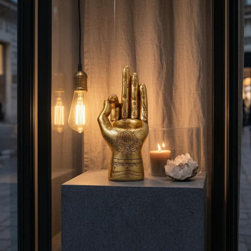 Hand Kerzenhalter Skulpturierte Oberfläche Teelichthalter Dekoration Handornament Romantische Beleuchtung Raumakzent Hohlmuster