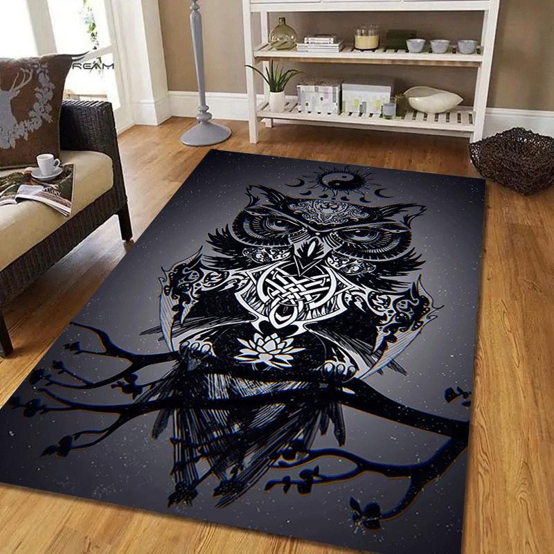 1pc Mysterious Owl Print, Design Indoor Area Rug - Soft, Anti-Slip, and Durable Gaming Room Decor for Bedroom, Living Room