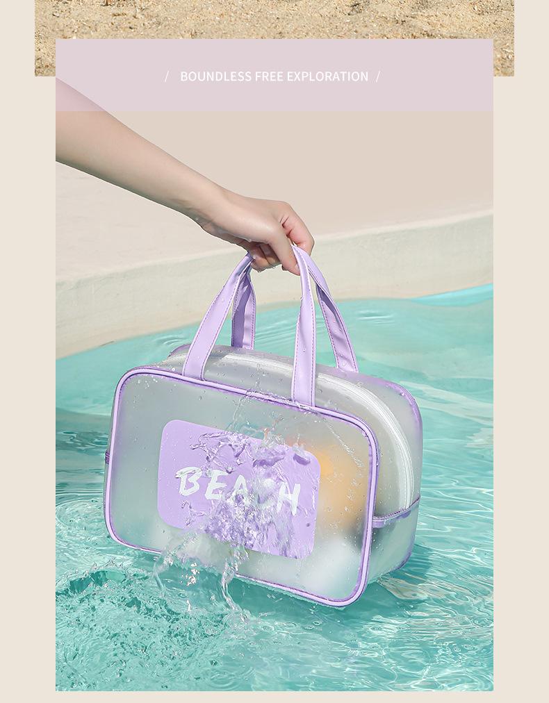 Transparent Waterproof Toiletry Bag - Large Capacity for Men, Wet/Dry Separation, Swimsuit Storage, Portable Travel Organizer