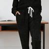 Women's Ribbed Knit Outfits 2 Piece Long Sleeve Pajama Set Fall Casual Sweatshirt And Joggers Lounge Set