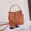 Top Layer Vegetable Tanned Cowhide Bag Women's Fashionable Bucket High-end Sense Large Capacity Hand-held Crossbody Shoulder