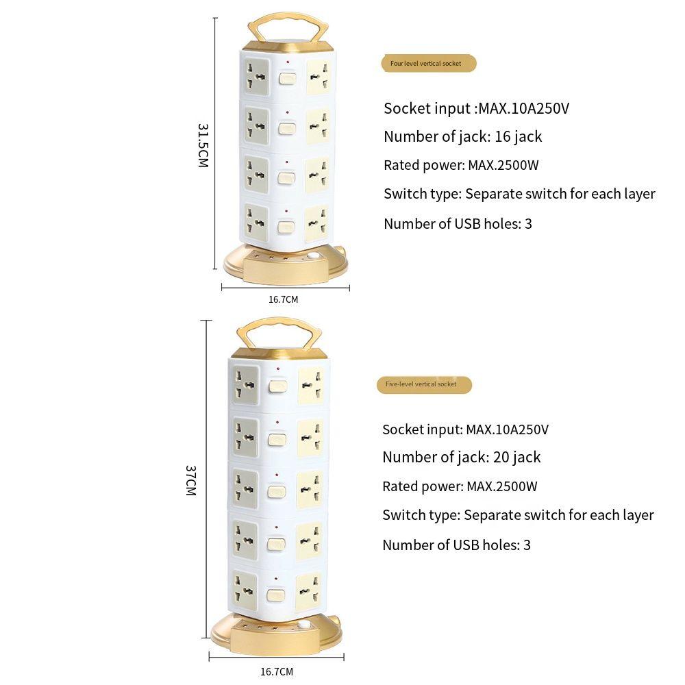 2m Extension Cord Outlet Power Strip Universal Extended Usb Socket Multi-Plug Outlet  Expansion