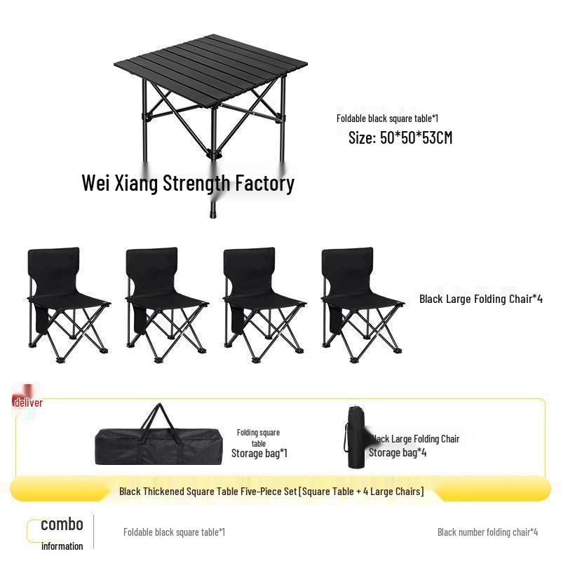 Portable Outdoor Folding Table and Chair Set - Durable Egg Roll Design for Camping, Picnics, & Fishing