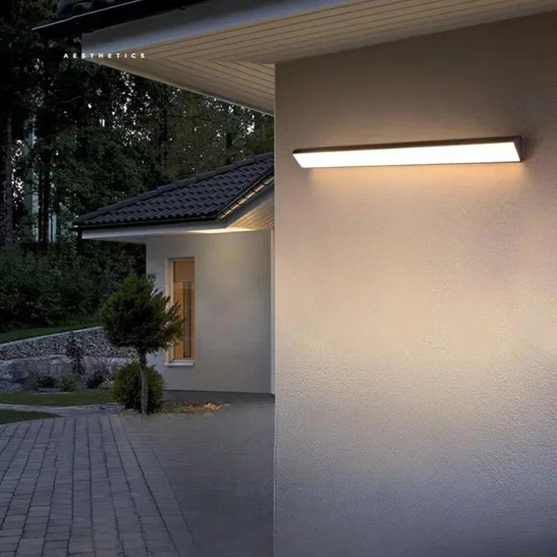 Waterproof Outdoor Wall Light LED Long IP65 Garden Villa Porch Lamp Sconce Light Modern Nordic Long Strip Exterior Wall Sconce